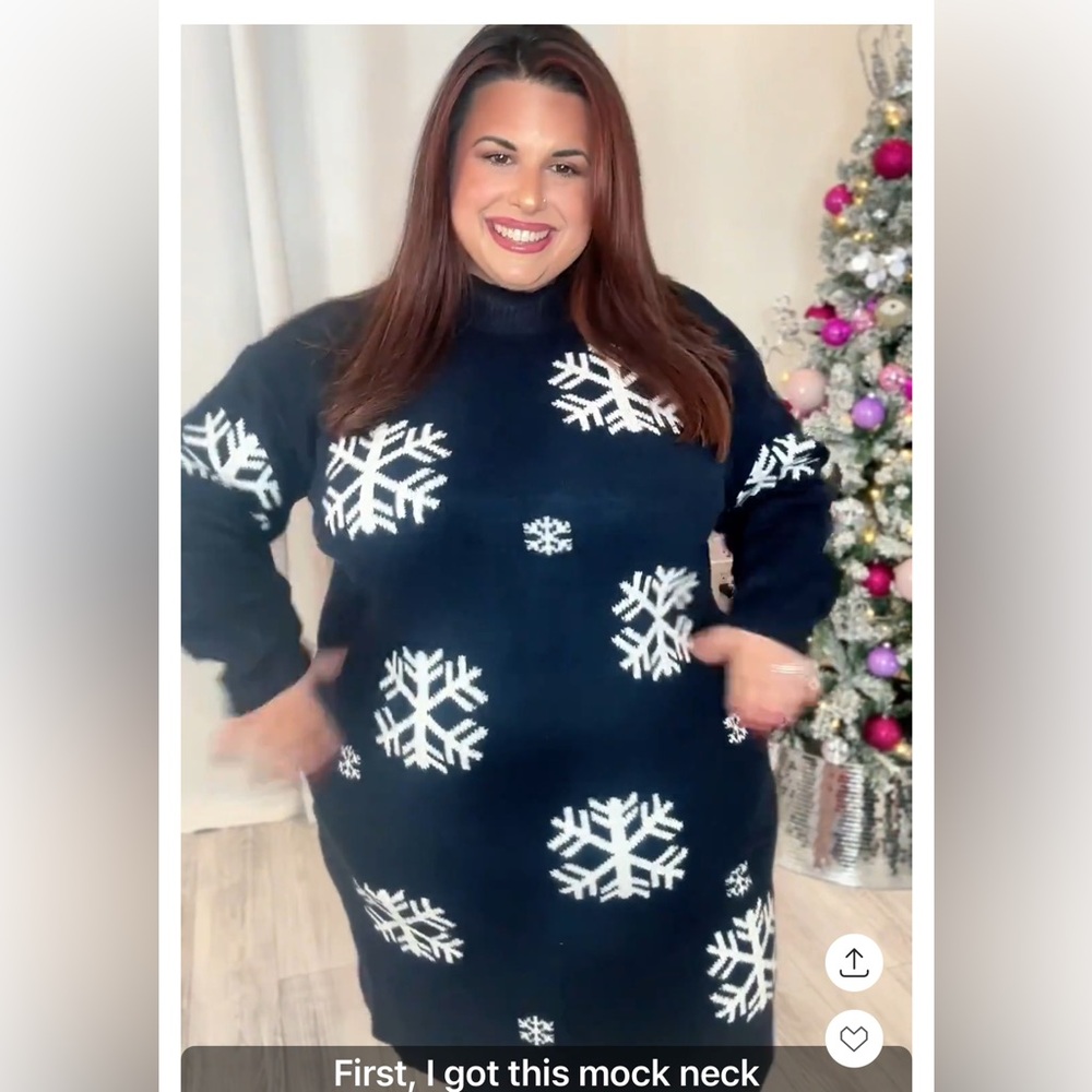 Plus Snowflake Sweater Dress - image 1